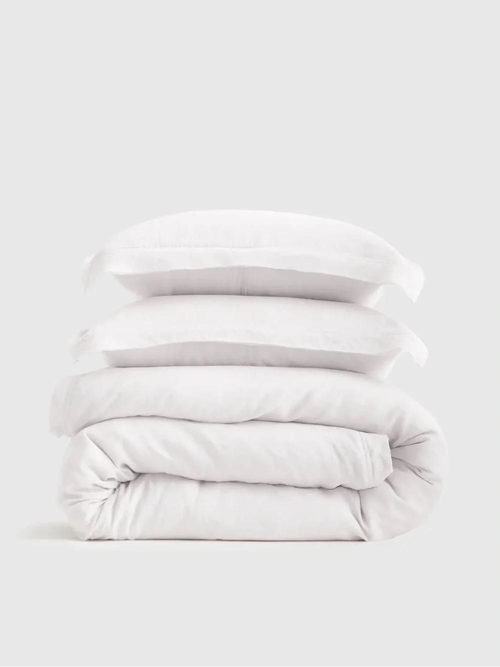 New Quince European Linen Double Flange Duvet Cover Set King/CalKing $214 White